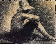 Georges Seurat The Youngster Wearing hat sat on the Lawn oil painting picture wholesale